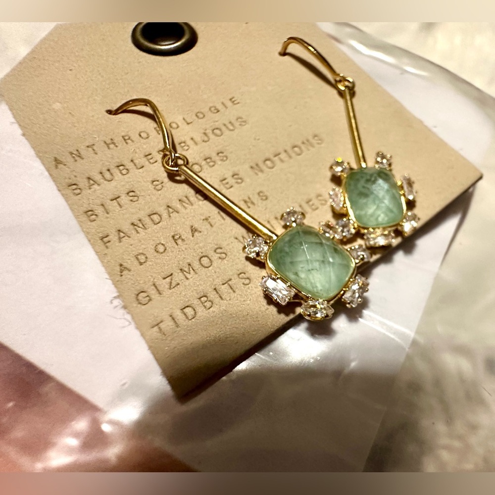 Anthropologie Botanical Gold Drop Earrings NWT - Picture 8 of 11